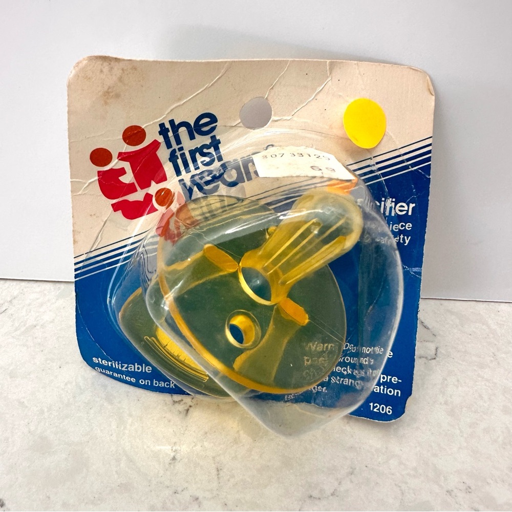 NWT 1983 Vintage The First Years Clear Amber Baby Pacifier One Piece